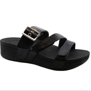 VIONIC PACIFIC RIO TEXTURED BLACK SLIDE SANDALS SIZE 8